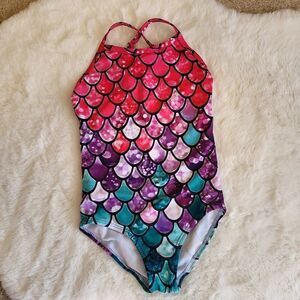 Honisen brand one piece toddler girl mermaid swim suit